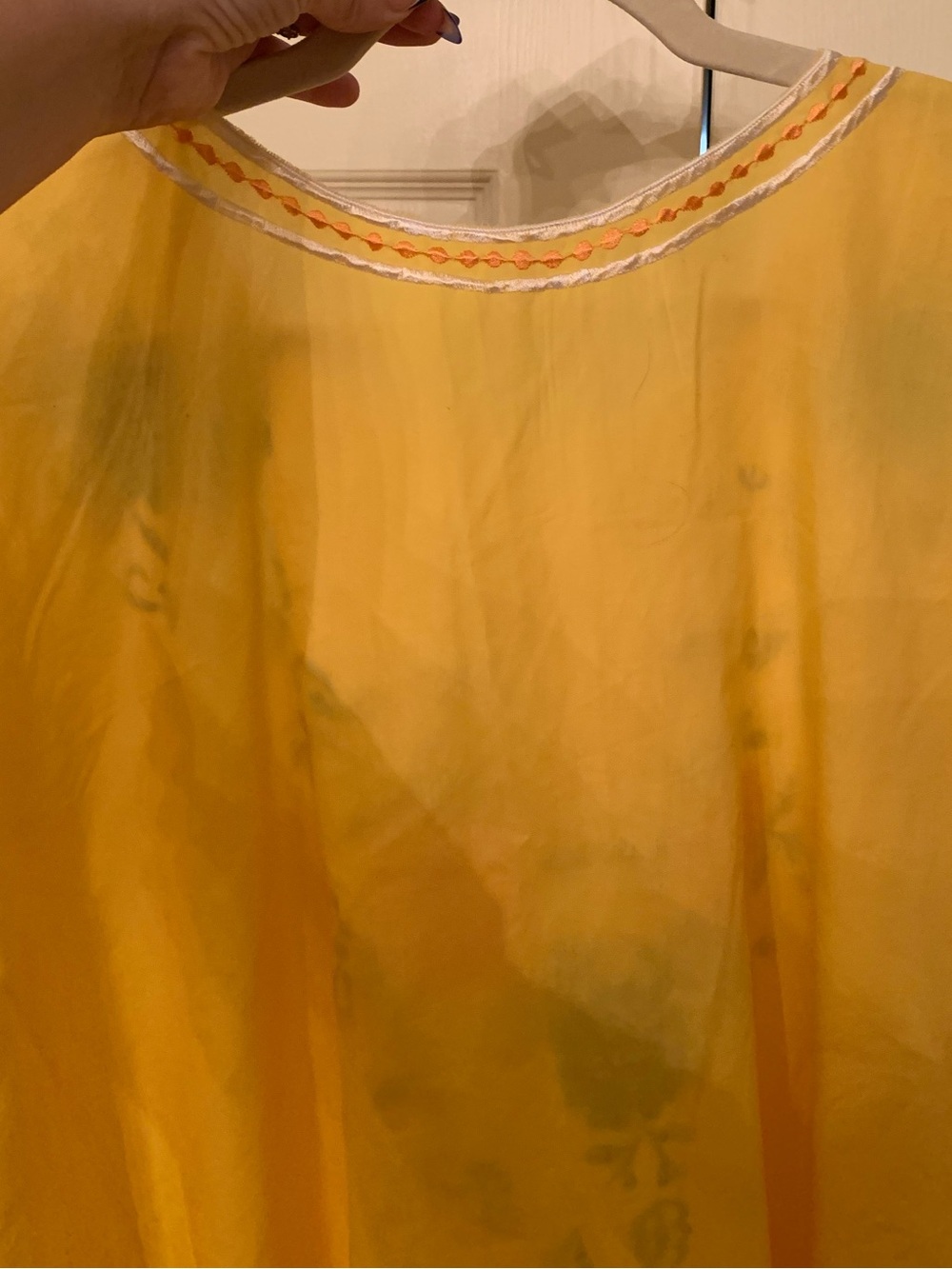 Handmade Yellow Embroidered Floral Caftan - Picture 4 of 4